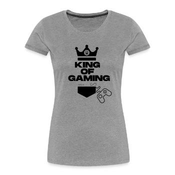 Roi du jeu, jeux vidéo en streaming, le meilleur - T-shirt bio Premium Femme - gris chiné - Devant - Mia (176cm)