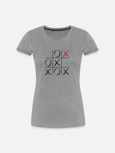 Tic Tac Toe - Frauen Premium Bio T-Shirt - Grau meliert