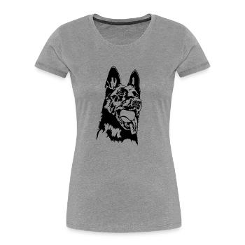 Deutscher Schäferhund Balljunkie Hunde Wilsigns - Frauen Premium Bio T-Shirt - Grau meliert - Vorne - Mia (176cm)