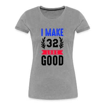 look good 32 - Frauen Premium Bio T-Shirt - Grau meliert - Vorne - Mia (176cm)