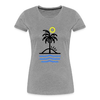 Palmen Insel - Frauen Premium Bio T-Shirt - Grau meliert - Vorne - Mia (176cm)
