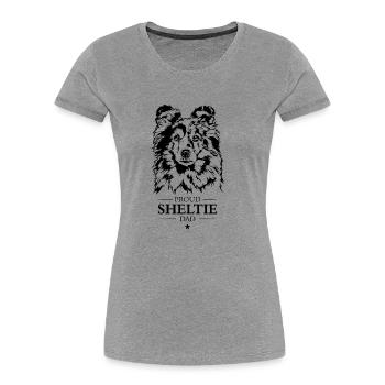 Sheltie Dad Hunde Hund Shetland Sheepdog Wilsigns - Frauen Premium Bio T-Shirt - Grau meliert - Vorne - Mia (176cm)