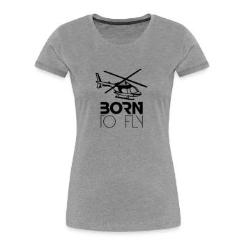 Born to Fly Heli Logo - Women's Premium Organic T-Shirt - heather grey - Front - Mia (176cm)