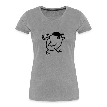Vogel - Ciao - Frauen Premium Bio T-Shirt - Grau meliert - Vorne - Mia (176cm)