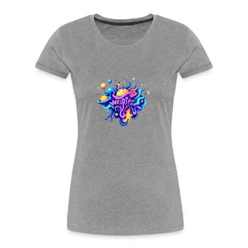 Glücklich - Frauen Premium Bio T-Shirt - Grau meliert - Vorne - Mia (176cm)