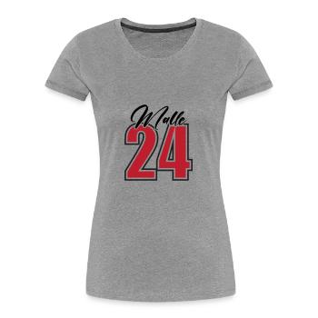 Malle 24 - Frauen Premium Bio T-Shirt - Grau meliert - Vorne - Mia (176cm)