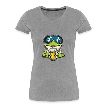 Frosch Ski Bier - Frauen Premium Bio T-Shirt - Grau meliert - Vorne - Mia (176cm)