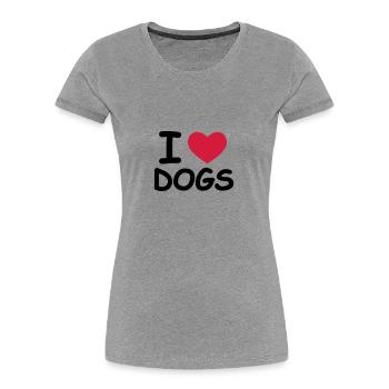 I Love Dogs - Women's Premium Organic T-Shirt - heather grey - Front - Mia (176cm)