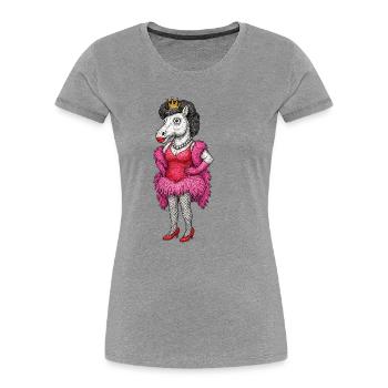 Diva jument royale en plumes roses - T-shirt bio Premium Femme - gris chiné - Devant - Mia (176cm)