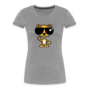 Cooler Lustiger Tiger - Frauen Premium Bio T-Shirt - Grau meliert - Vorne - Mia (176cm)