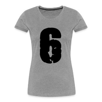 Maillot numéro 6 - T-shirt bio Premium Femme - gris chiné - Devant - Mia (176cm)
