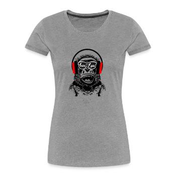 Statement - Frauen Premium Bio T-Shirt - Grau meliert - Vorne - Mia (176cm)