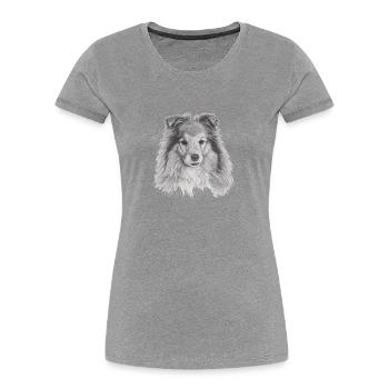Shetland Schäferhund Sheltie - Frauen Premium Bio T-Shirt - Grau meliert - Vorne - Mia (176cm)