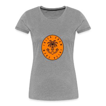 Ibiza Crew Anchor Palm Tree Heart - Women's Premium Organic T-Shirt - heather grey - Front - Mia (176cm)