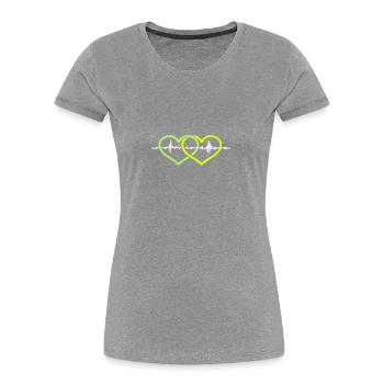 Zwei Herzen ein Herzschlag / two hearts one beat ( - Frauen Premium Bio T-Shirt - Grau meliert - Vorne - Mia (176cm)
