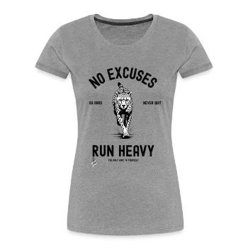 Pas d’excuses pour être lourd, un design motivant avec Cheetah - T-shirt bio Premium Femme - gris chiné - Devant - Mia (176cm)