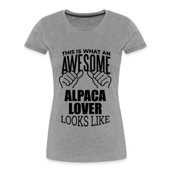 Alpaca - Women's Premium Organic T-Shirt - heather grey - Front - Mia (176cm)