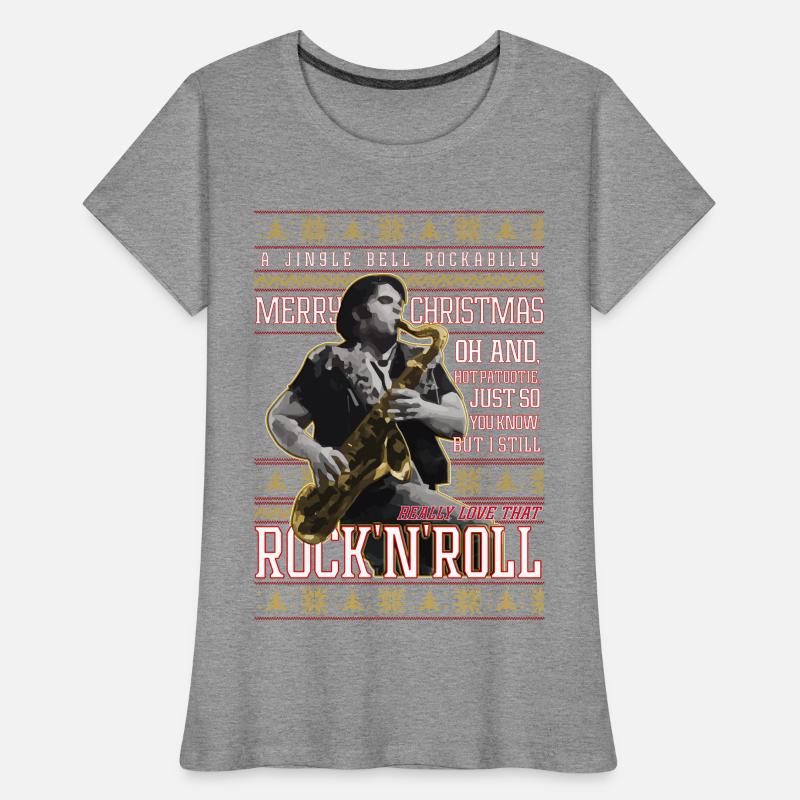 Eddie Rockabilly Saxophon Hässlicher Weihnachtspullover Frauen Premium Bio T-Shirt