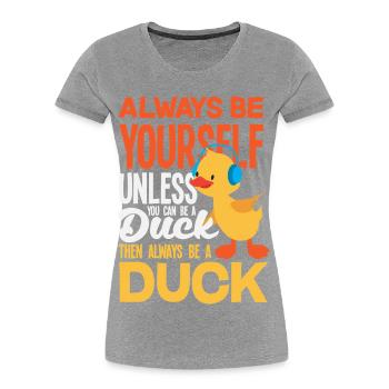 Motifs drôles de canards Citons amoureux de canards - T-shirt bio Premium Femme - gris chiné - Devant - Mia (176cm)