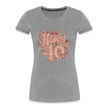 Heureux 40 - T-shirt bio Premium Femme - gris chiné - Devant - Mia (176cm)
