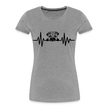 Pug - Women's Premium Organic T-Shirt - heather grey - Front - Mia (176cm)