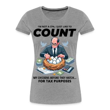 CPA Chick Counter : Plaisir de nicher en période d’impôts humoristique - T-shirt bio Premium Femme - gris chiné - Devant - Mia (176cm)
