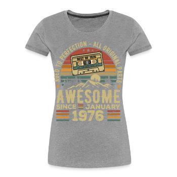Geburtstag Januar 1976 | Januar 1976 Geschenk - Frauen Premium Bio T-Shirt - Grau meliert - Vorne - Mia (176cm)