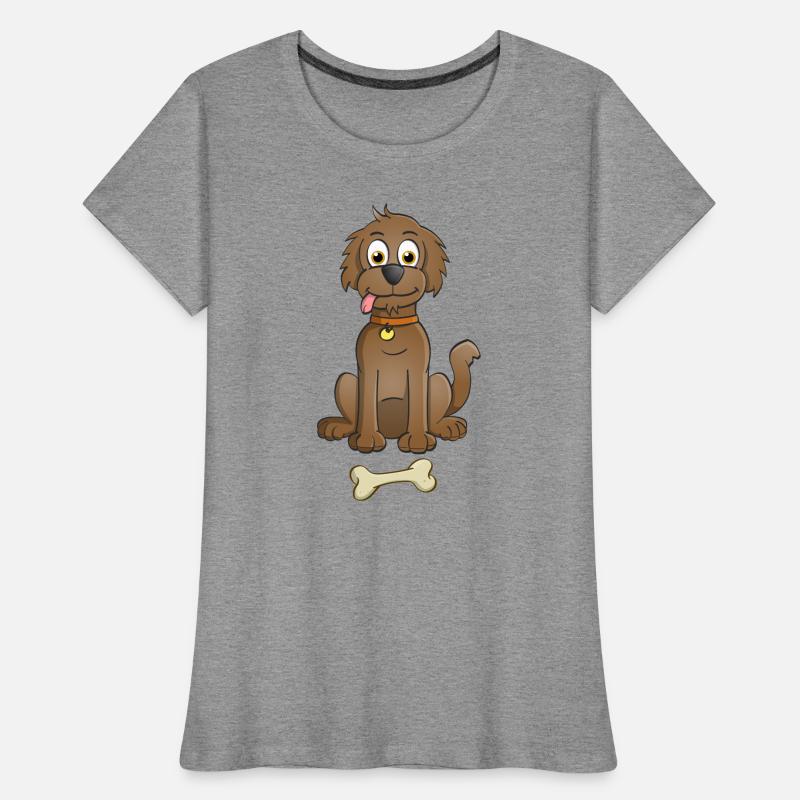 Image joyeuse d’un chien brun avec de l’os T-shirt bio Premium Femme