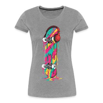 Skateboard Streetwear Aesthetic - Women's Premium Organic T-Shirt - heather grey - Front - Mia (176cm)