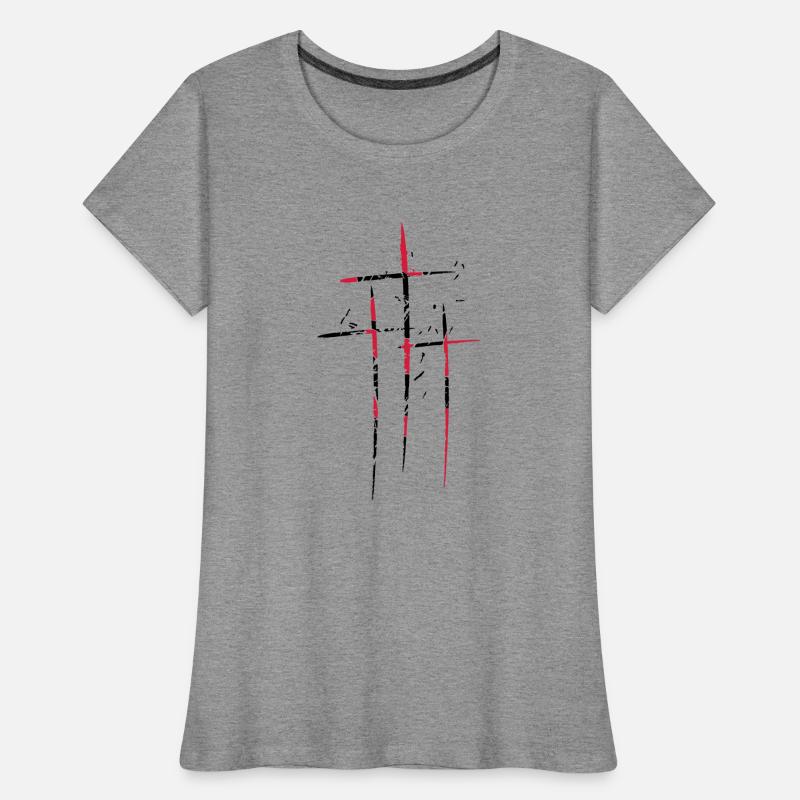 3 crosses design pattern scratch cool old tears br Women's Premium Organic T-Shirt