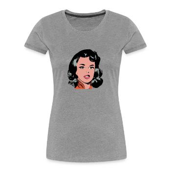 Pop Art Woman - Women's Premium Organic T-Shirt - heather grey - Front - Mia (176cm)