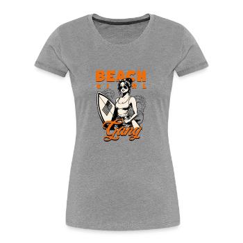 Gang de filles de plage 1 - T-shirt bio Premium Femme - gris chiné - Devant - Mia (176cm)
