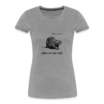 Biber - Leben an der Elbe - Frauen Premium Bio T-Shirt - Grau meliert - Vorne - Mia (176cm)