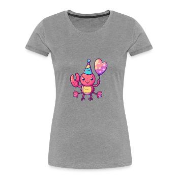 Homard Crabe Anniversaire Bébé - T-shirt bio Premium Femme - gris chiné - Devant - Mia (176cm)