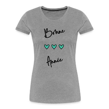 BONNE ANNEE. SAINT SYLVESTRE. NOUVELLE ANNÉE - T-shirt bio Premium Femme - gris chiné - Devant - Mia (176cm)