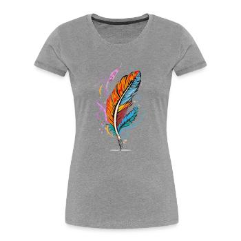 Feather - Frauen Premium Bio T-Shirt - Grau meliert - Vorne - Mia (176cm)