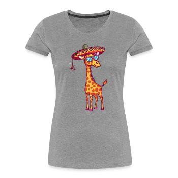 Giraffe Lustig Sombrero - Frauen Premium Bio T-Shirt - Grau meliert - Vorne - Mia (176cm)