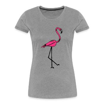 flamingo - Frauen Premium Bio T-Shirt - Grau meliert - Vorne - Mia (176cm)