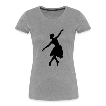 Vektor Balletttänzer Silhouette - Frauen Premium Bio T-Shirt - Grau meliert - Vorne - Mia (176cm)