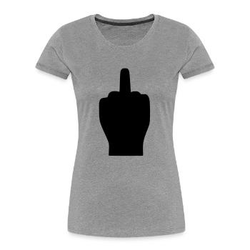 Finger salute - Women's Premium Organic T-Shirt - heather grey - Front - Mia (176cm)