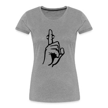hand__ruhe_bitte_ - Frauen Premium Bio T-Shirt - Grau meliert - Vorne - Mia (176cm)