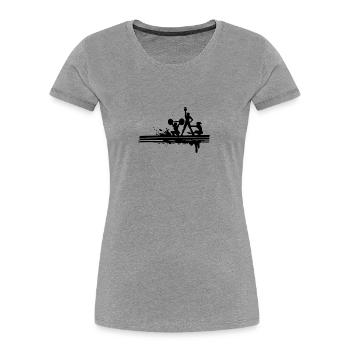 FITNESS - T-shirt bio Premium Femme - gris chiné - Devant - Mia (176cm)
