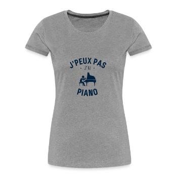 J peux pas j ai piano - T-shirt bio Premium Femme - gris chiné - Devant - Mia (176cm)