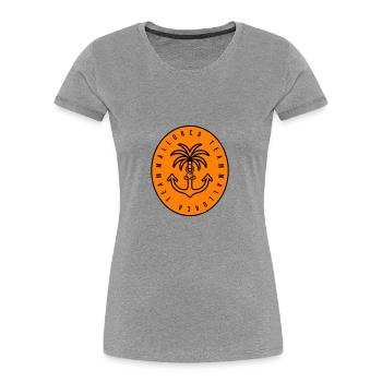 Mallorca Team Anker Palme Herz - Frauen Premium Bio T-Shirt - Grau meliert - Vorne - Mia (176cm)