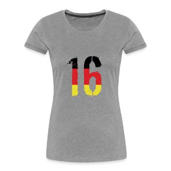 Maillot 16 numéros Allemagne - T-shirt bio Premium Femme - gris chiné - Devant - Mia (176cm)