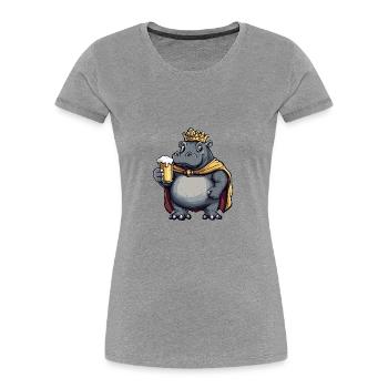 Hippopotamus Beer Funny - Women's Premium Organic T-Shirt - heather grey - Front - Mia (176cm)