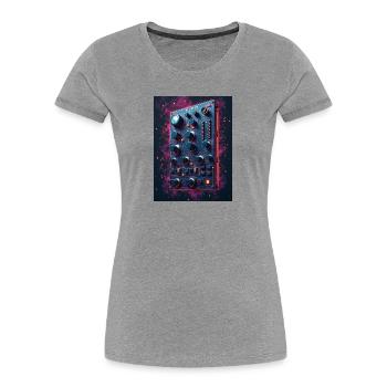 Futuristischer Syntheziser im Weltraum-Design - Frauen Premium Bio T-Shirt - Grau meliert - Vorne - Mia (176cm)