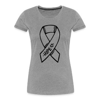 Loop Hope Cancer - T-shirt bio Premium Femme - gris chiné - Devant - Mia (176cm)