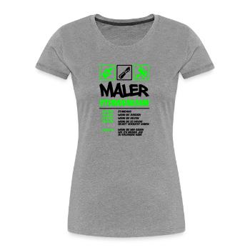 Farbe änderbar | Maler Stundenlohn - Frauen Premium Bio T-Shirt - Grau meliert - Vorne - Mia (176cm)