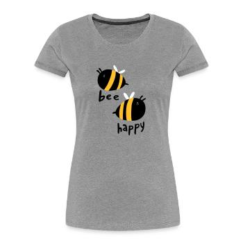 Bee Happy - T-shirt bio Premium Femme - gris chiné - Devant - Mia (176cm)